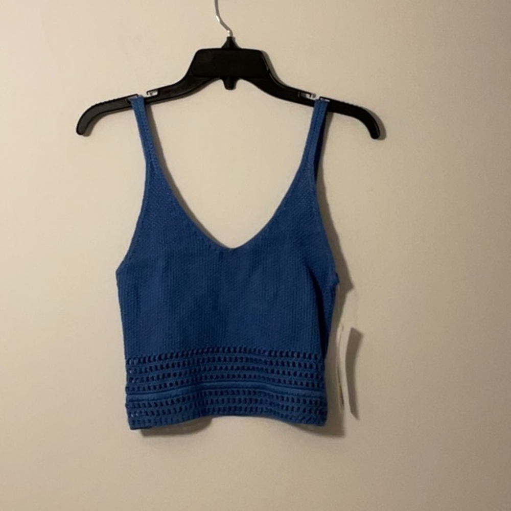 Aqua Blue Crop Cut Out Tank Top
